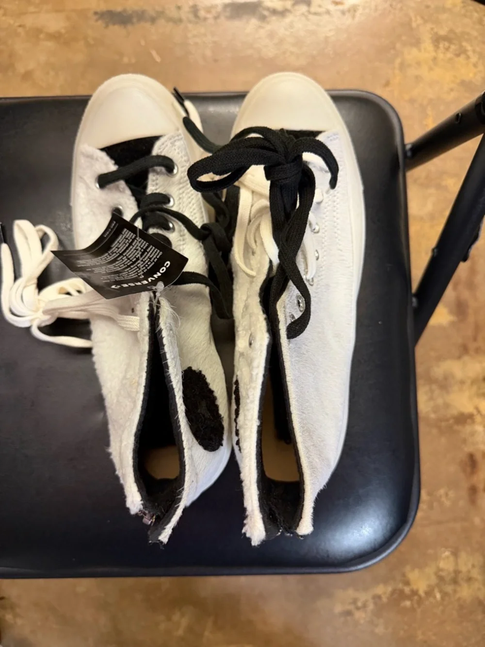 Converse White High-Top Sneakers with Black Accents - Picture 2 of 3